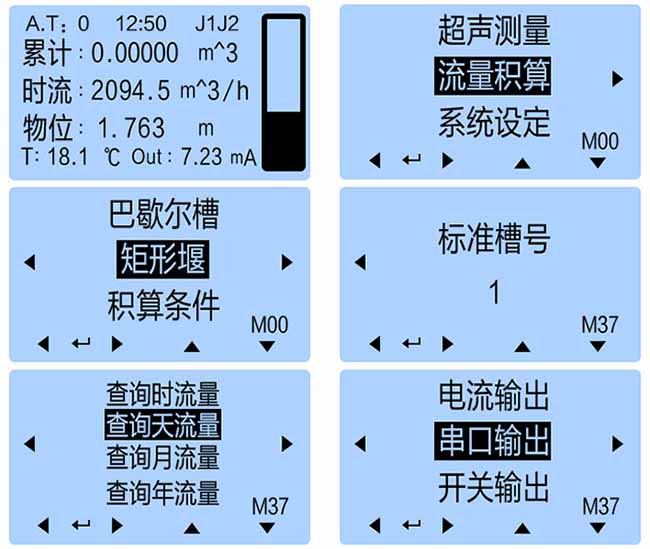 水庫超聲波流量計顯示說明圖