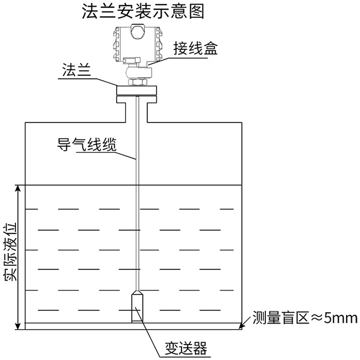 水池投入式液位計(jì)法蘭安裝示意圖