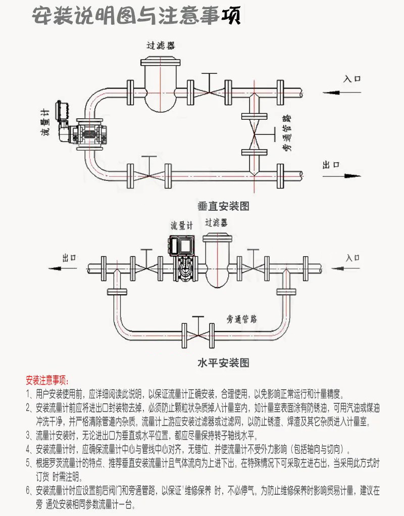 智能羅茨流量計(jì)安裝說明圖